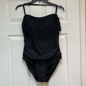 Swimsuits For All Fringe Bandeau One Piece Swimsuit-Size 12  NWT